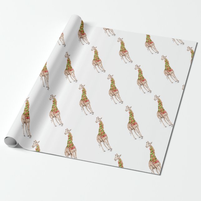 Giraff i en Scarf Presentpapper (Utrullad)