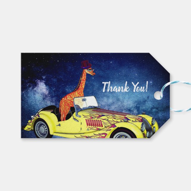 Giraff i rymden anpassade presentkort presentetikett (Framsidan (Horisontell))