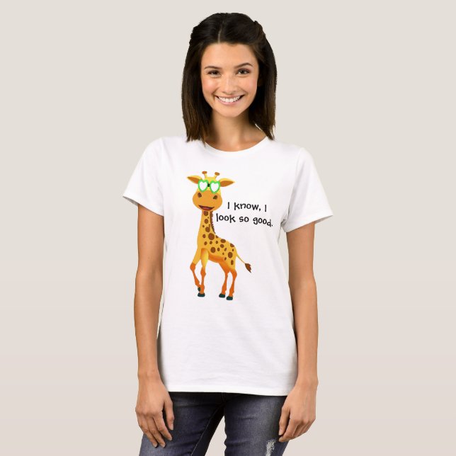 giraff i stil med exponeringsglas för henne tee shirt (Hel framsida)