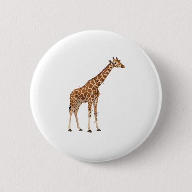 Giraff inklädd i färgglada julbelysning Klass Knapp (Framsida)