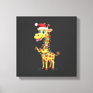 Giraff Jul Belysning Rolig Tomte Giraff Jul Canvastryck