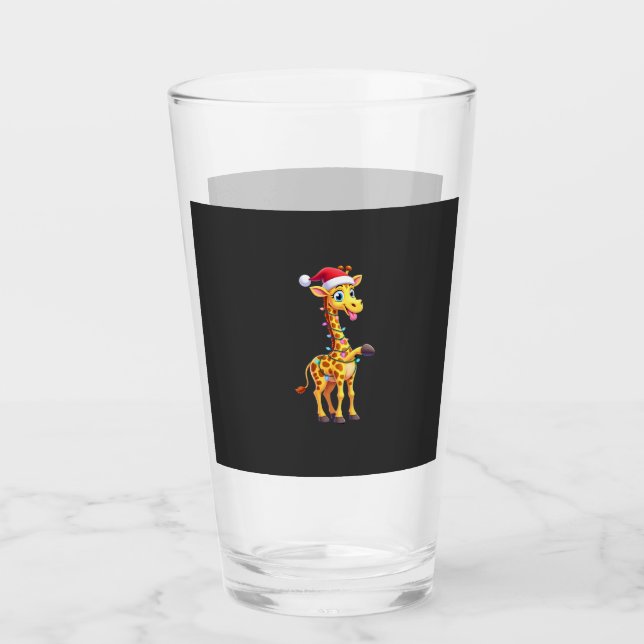 Giraff Jul Belysning Rolig Tomte Giraff Jul Glaskopp (Framsida)