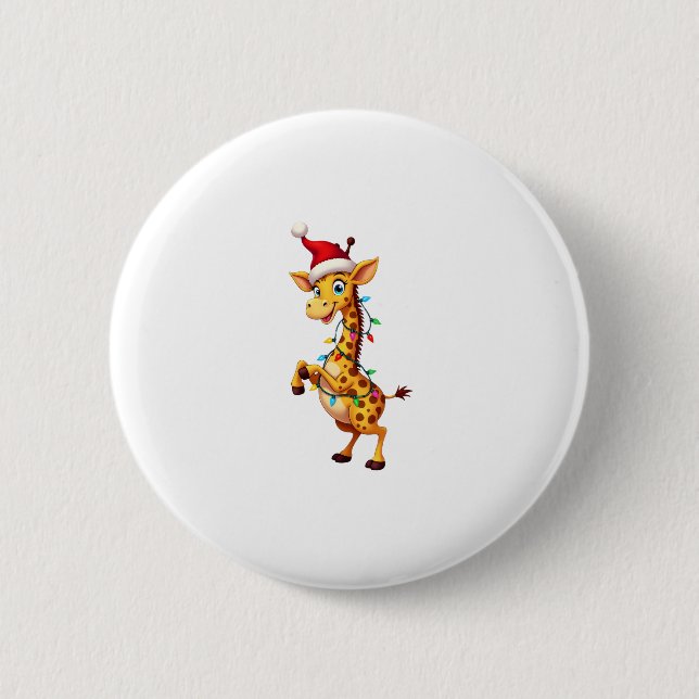 Giraff Julbelysning Rolig Tomte Giraff Julkläder Knapp (Framsida)