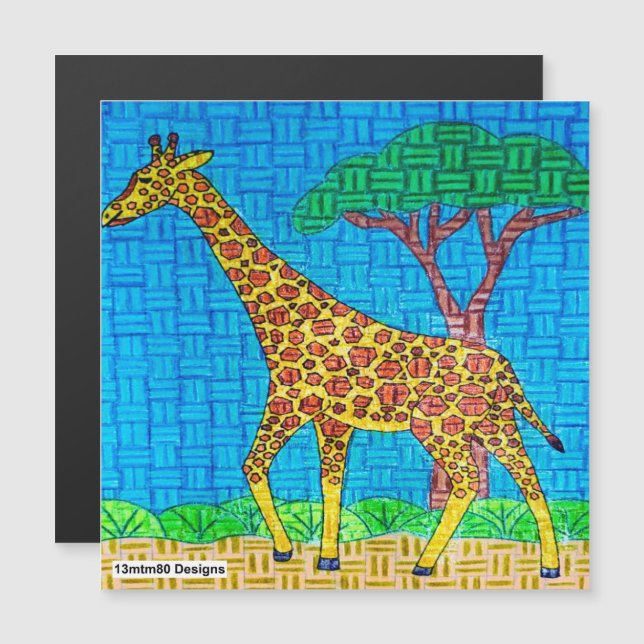 Giraff - Kortmagneter (Fram/baksida)