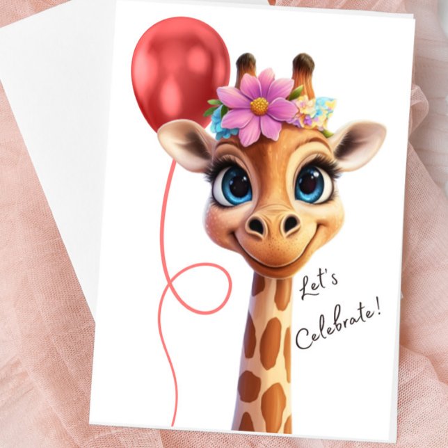 Giraff Låt oss fira gratulationskort Kort (Cute Giraffe Blank Greeting Card)