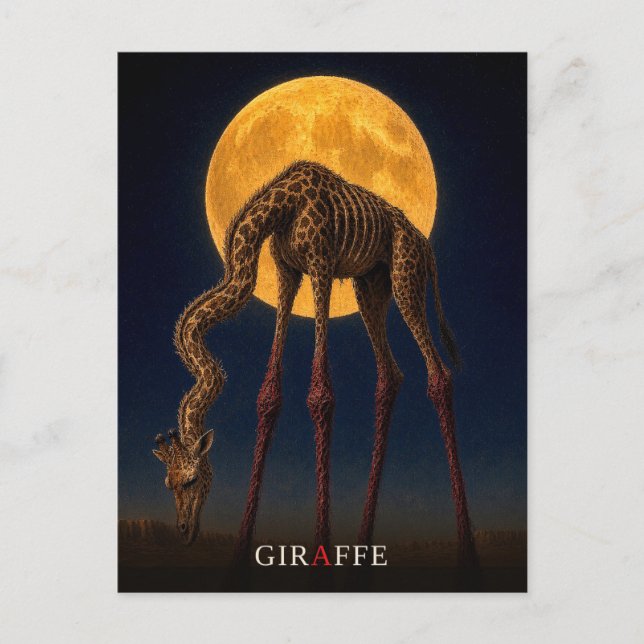 Giraff Lysande Ben gotisk Surrealistisk Vykort (Framsida)
