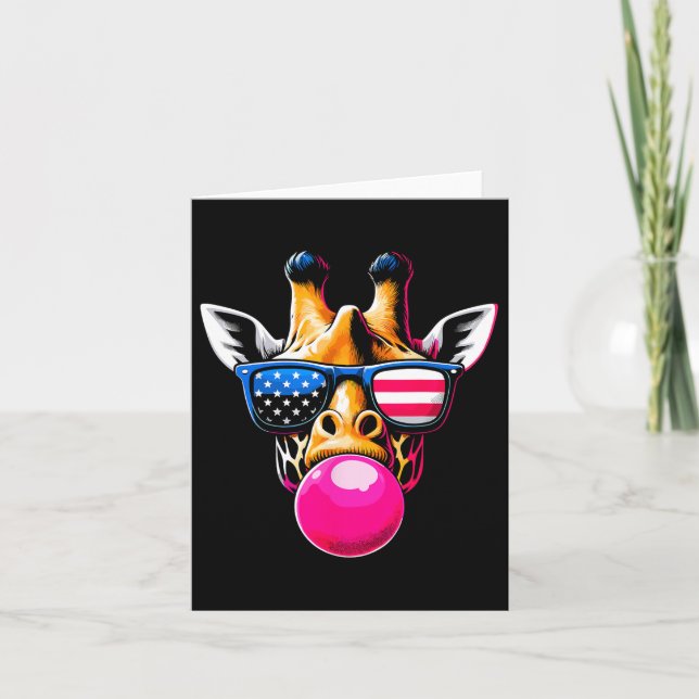 Giraff Med Amerikanska Glasögon Och Bubblegum 4:e  Kort (Framsida)