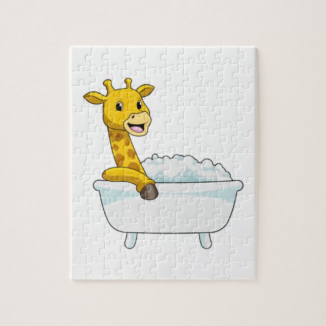 Giraff med badkar med skum pussel (Vertikal)