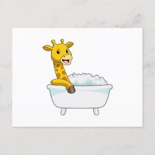 Giraff med badkar med skum vykort