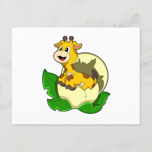 Giraff med blad & ägg vykort