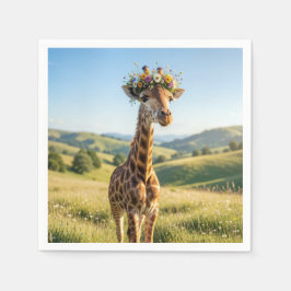 Giraff med blomkrona pappersservett