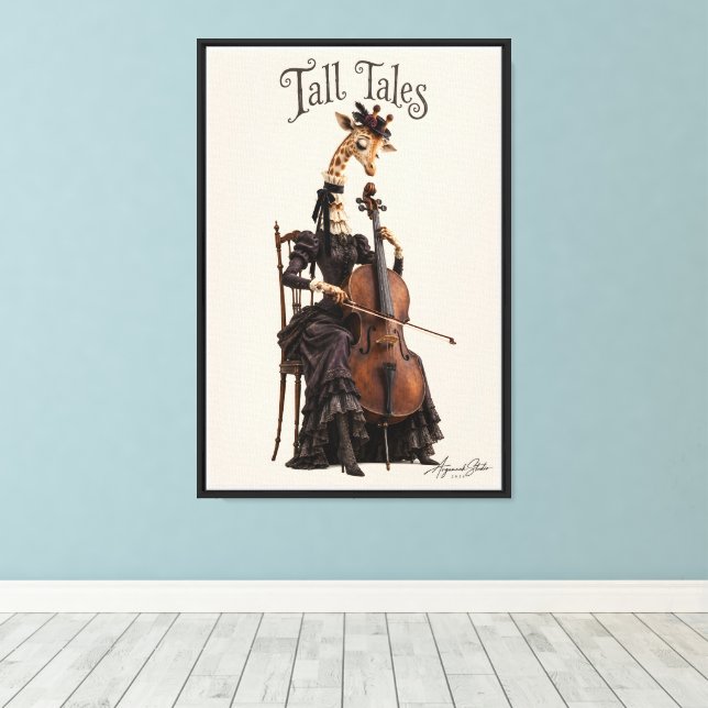 Giraff med cello canvastryck (Insitu (trägolv))