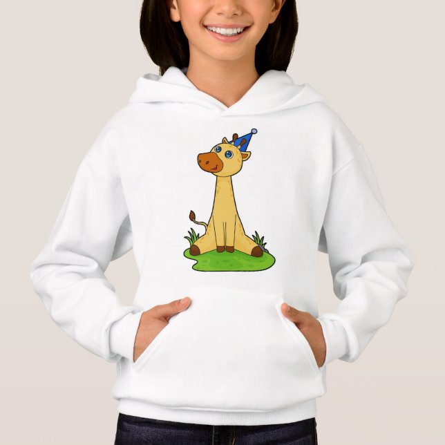 Giraff med födelsedagsmössa t shirt (Framsida)