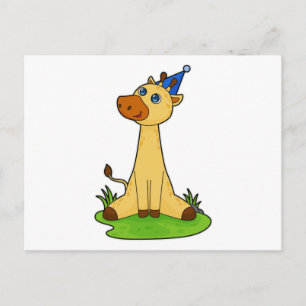 Giraff med födelsedagsmössa vykort