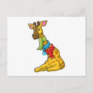 Giraff med halsduk vykort