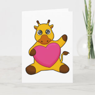 Giraff med hjärta kort