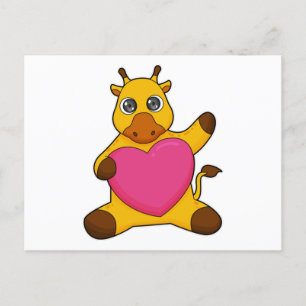 Giraff med hjärta vykort