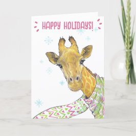 Giraff med julskärp Kul rolig Djurkonst Helgkort