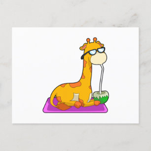 Giraff med kokosnöt vykort