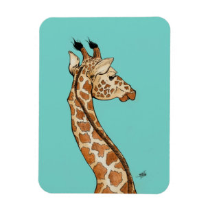 Giraff med krickabakgrund magnet