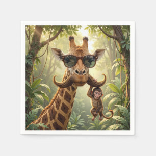 Giraff Med Mustasch och Apa Pappersservett