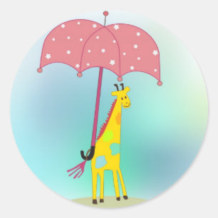 giraff med paraplyet runt klistermärke