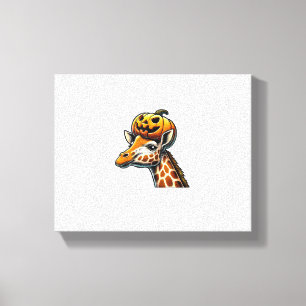 Giraff med pumpahatt Halloween-design Canvastryck