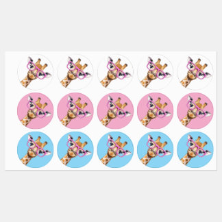 Giraff med rosa glasögon Klistermärke Set Söt Djur