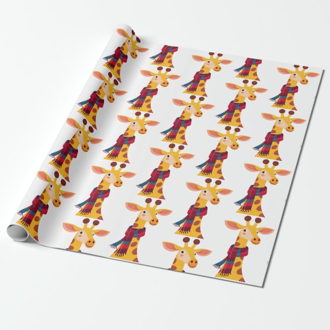 Giraff med scarfdesign, kall girafftryck presentpapper (Utrullad)