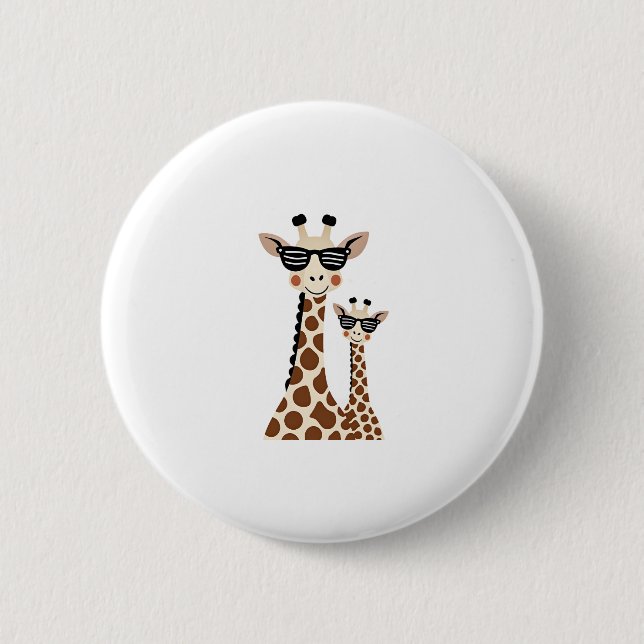 Giraff med solglasögon Djungelsafari Djur Giraf Knapp (Framsida)