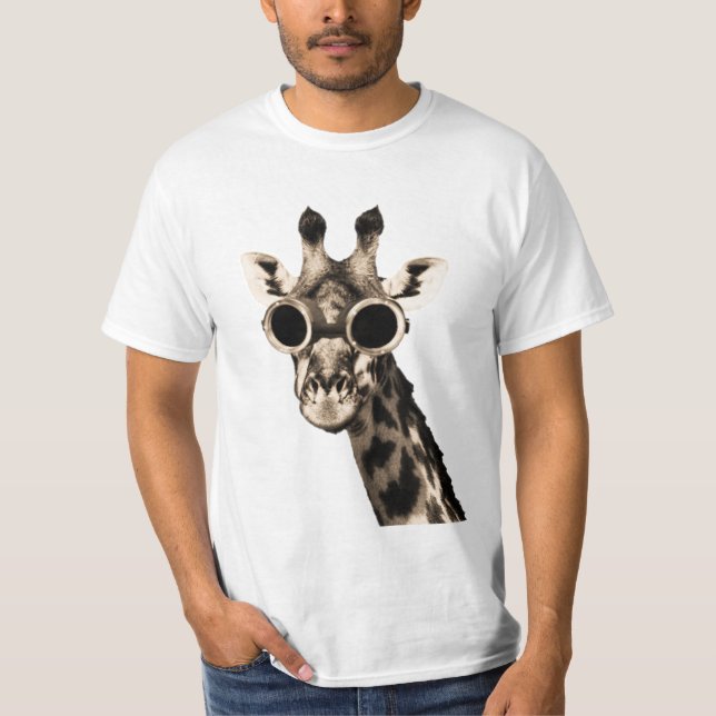 Giraff med Steampunk solglasögonGoggles T Shirt (Framsida)
