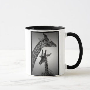 giraff, mor och barn mugg