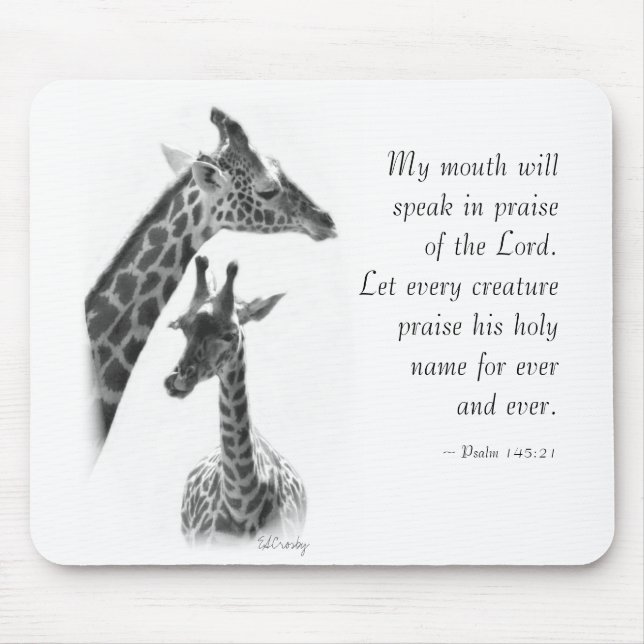 giraff, mor och barn musmatta (Framsidan)