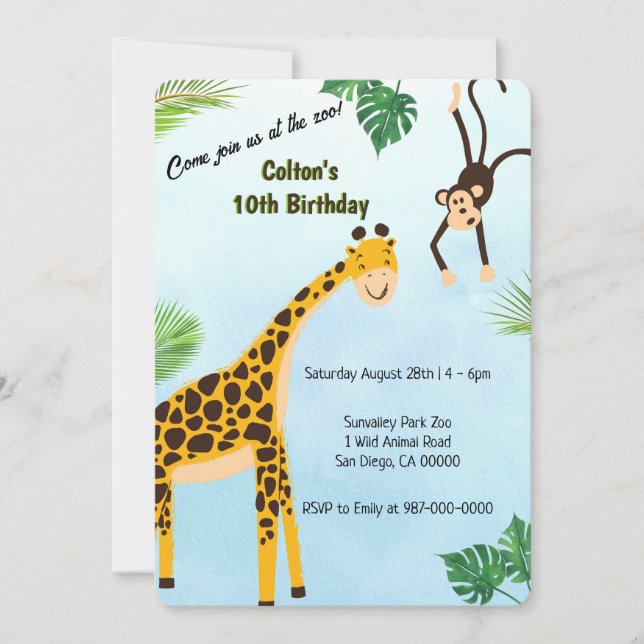 Giraff- och apesafari eller inbjudan till zoo-fest (Framsida)
