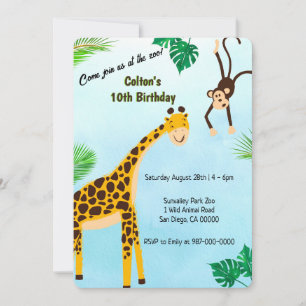 Giraff- och apesafari eller inbjudan till zoo-fest