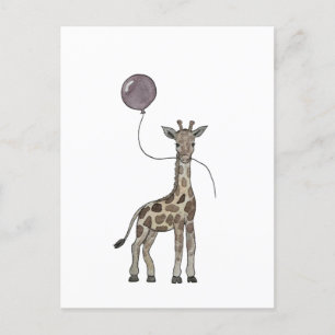 Giraff och ballong vykort
