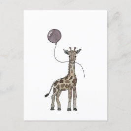 giraff och ballonger vykort