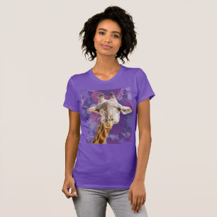 Giraff och blommor Lila modern rolig djur T Shirt