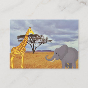 giraff och elefant i safari visitkort