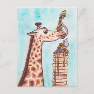 Giraff och pannkakor vykort
