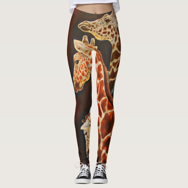 Giraff oss djurkonst för afrikan tre leggings (Framsida)
