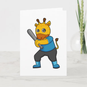 Giraff på Baseboll med Basebollträ Kort