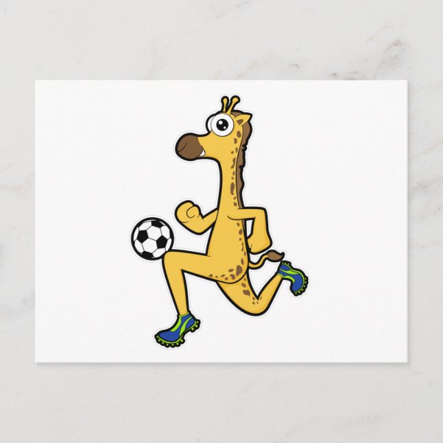 Giraff på fotbollssport vykort (Framsida)
