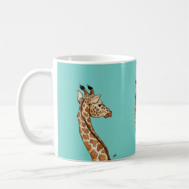 Giraff på krickabakgrund kaffemugg (Vänster)