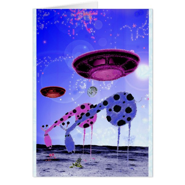 Giraff på månen hälsningskort (Framsidan)