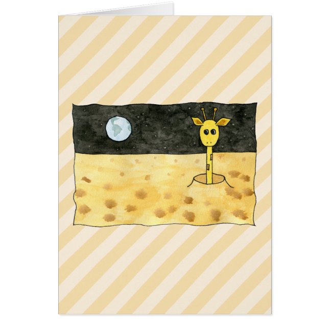 Giraff på moon.en hälsningskort (Framsidan)