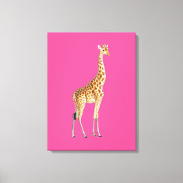 Giraff på rosa bakgrund canvastryck