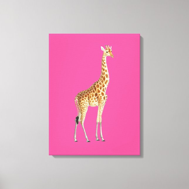 Giraff på rosa bakgrund canvastryck (Framsida)