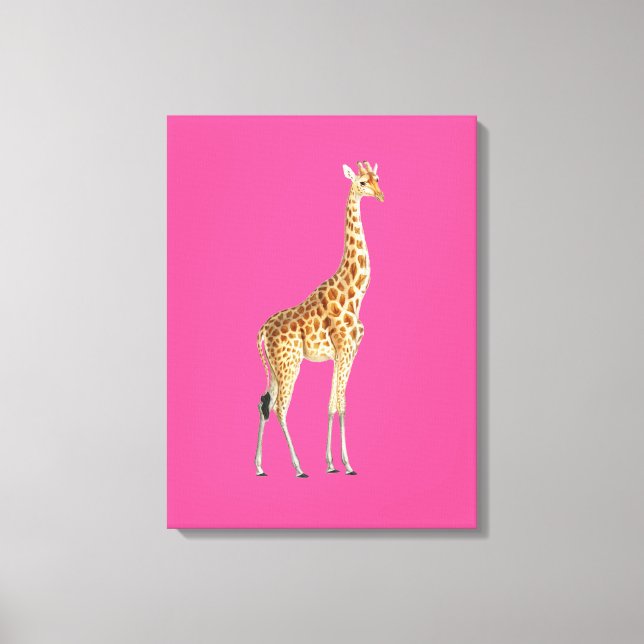 Giraff på rosa bakgrund canvastryck (Framsida)