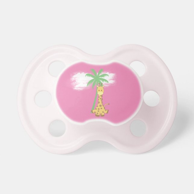 Giraff på rosa bebisflicka smok napp (Framsidan)